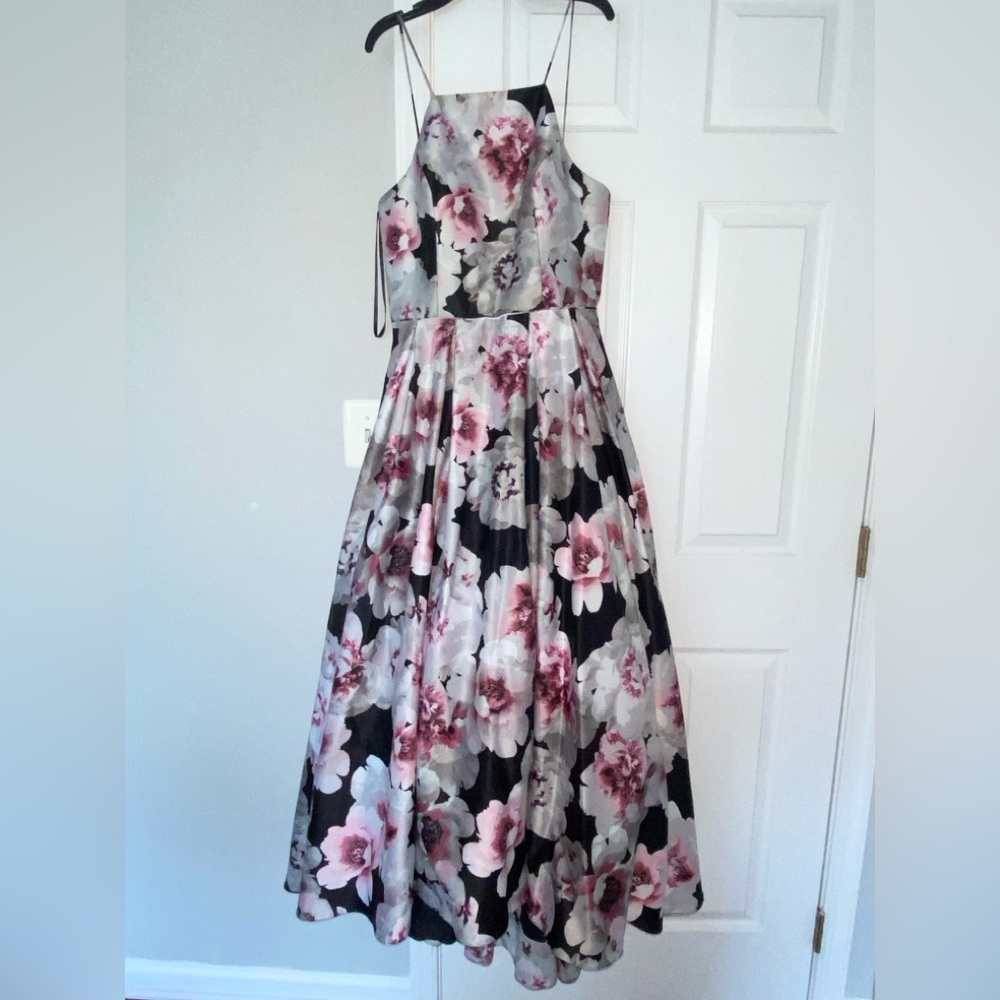 Betsy & Adam Floral Kids Dress - Pink and Black